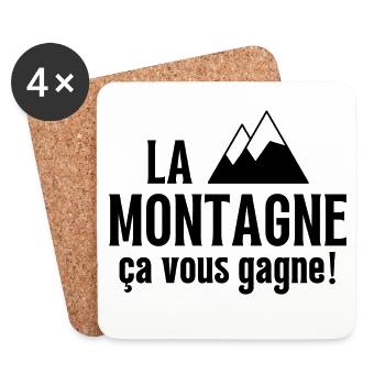 ski, skieur, fan de ski - Dessous de verre (lot de 4) - blanc - Devant