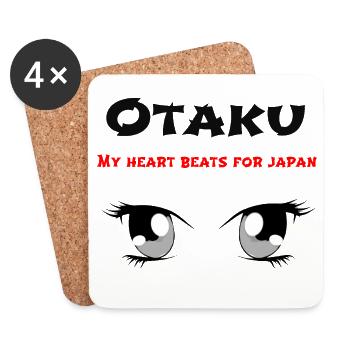 sprüche japanliebhaber, otakuspruch manga augen - Untersetzer (4er-Set) - Weiß - Vorne