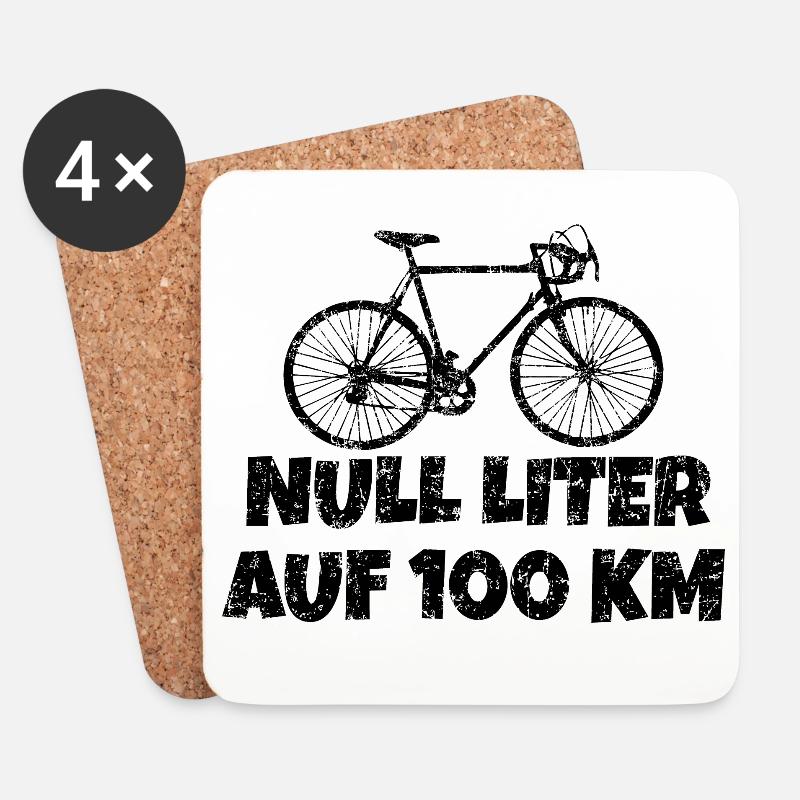 Null Liter auf 100 KM Rennrad (Vintage Schwarz) - Untersetzer (4er-Set) - Weiß