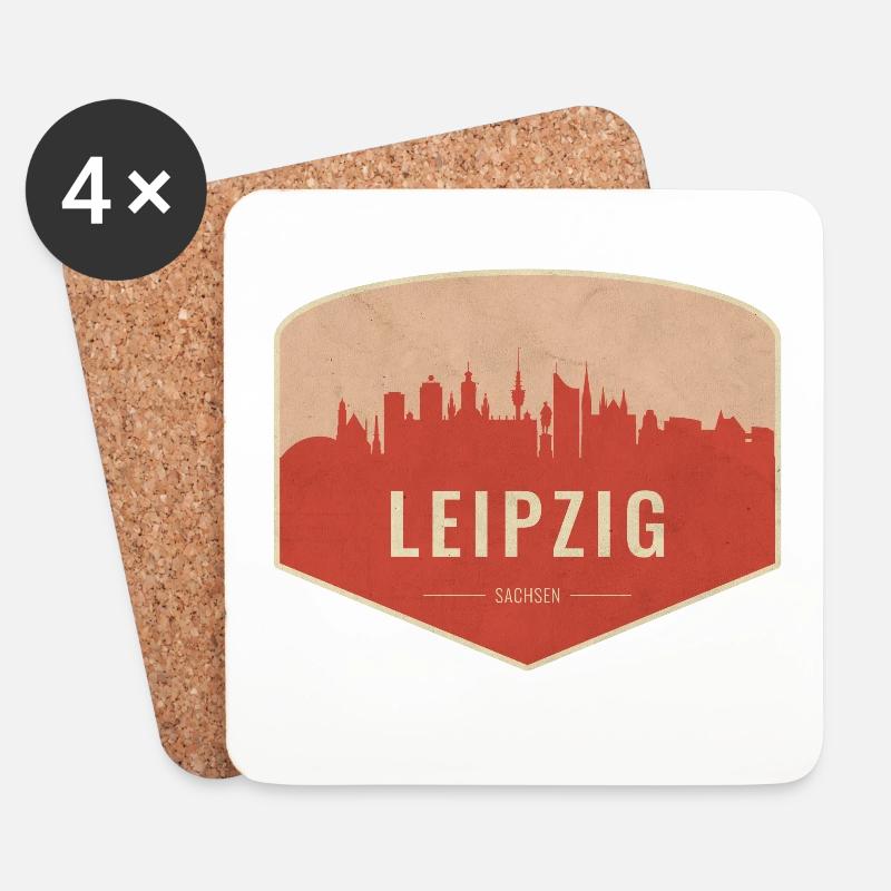 Leipzig Skyline Abzeichen Vintage - Untersetzer (4er-Set) - Weiß