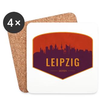 Leipzig Skyline Shield - Coasters (set of 4) - white - Front