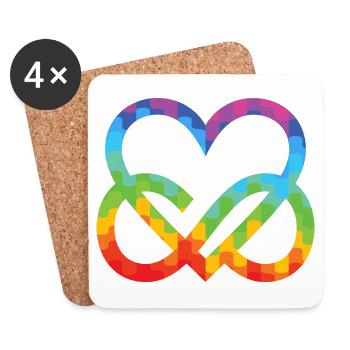 Polyamorie Infinity Herz - Poly Love Heart - Untersetzer (4er-Set) - Weiß - Vorne