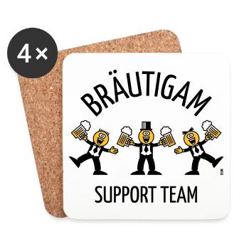 Bräutigam Support Team (JGA, Karikatur, Tanz, B) - Untersetzer (4er-Set) - Weiß - Vorne