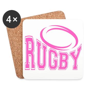 Rugby Femme - T-Shirt Rugby Fans Femme - Dessous de verre (lot de 4) - blanc - Devant