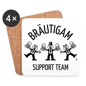 Bräutigam Support Team (JGA, Karikatur, Tanz, 1C) - Untersetzer (4er-Set) - Weiß - Vorne