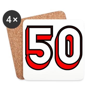 50 ANS. 50e ANNIVERSAIRE. ANNIVERSAIRE 50 ANS. 50 - Dessous de verre (lot de 4) - blanc - Devant