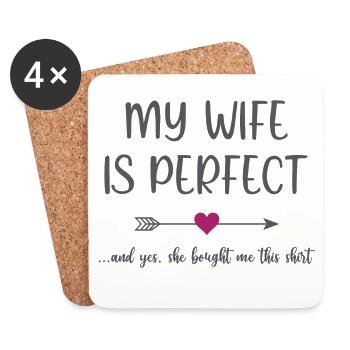 Meine Frau ist perfekt - Untersetzer (4er-Set) - Weiß - Vorne