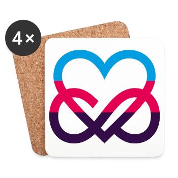 Polyamorie Pride Flagge Herz Infinity Heart - Untersetzer (4er-Set) - Weiß - Vorne