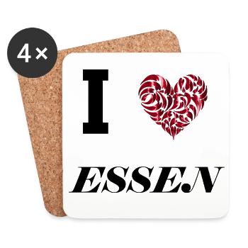 I love Essen - Untersetzer (4er-Set) - Weiß - Vorne