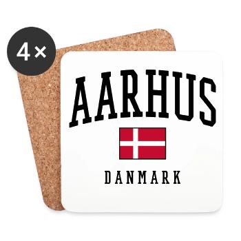 AARHUS DANMARK – Dänemark Flagge Design - Untersetzer (4er-Set) - Weiß - Vorne