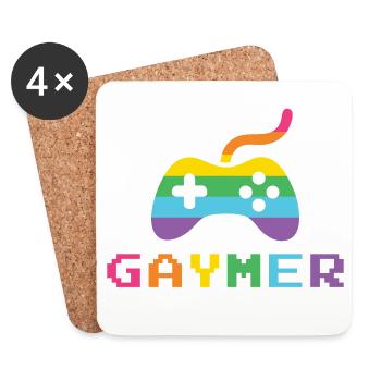 LGBTQ Pride Month - Gaymer Pixel Schriftart - Untersetzer (4er-Set) - Weiß - Vorne