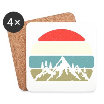 Bergpanorama im Sonnenuntergang - Untersetzer (4er-Set) - Weiß - Vorne