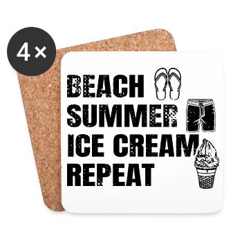 Beach Summer Ice Cream Repetition - Coasters (set of 4) - white - Front