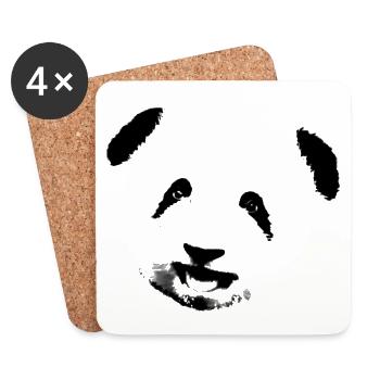 Panda, ours panda, ours, graffiti, noir - Dessous de verre (lot de 4) - blanc - Devant