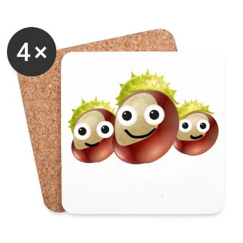 Kastanien, Kastanie,Rosskastanie, Familie - Untersetzer (4er-Set) - Weiß - Vorne