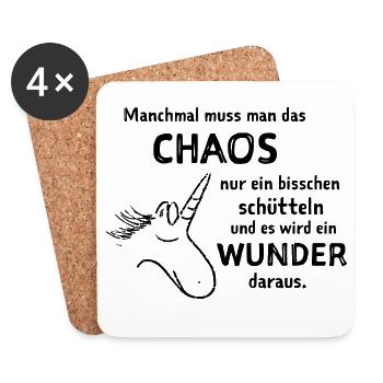 lustiger Spruch witzige Sprüche Chaos schütteln  - Untersetzer (4er-Set) - Weiß - Vorne