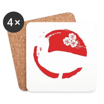 Ente Silhouette Japanisch - Untersetzer (4er-Set) - Weiß - Vorne