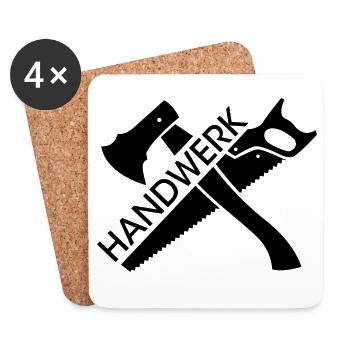 Handwerk Symbol Logo Handwerker Säge Werkzeug icon - Untersetzer (4er-Set) - Weiß - Vorne