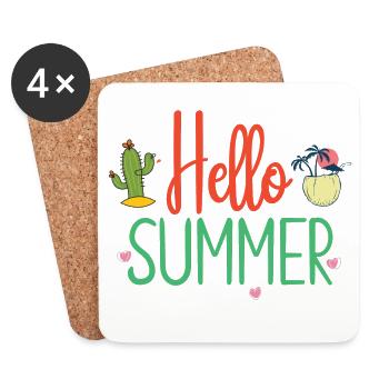 Hallo Sommer - Untersetzer (4er-Set) - Weiß - Vorne