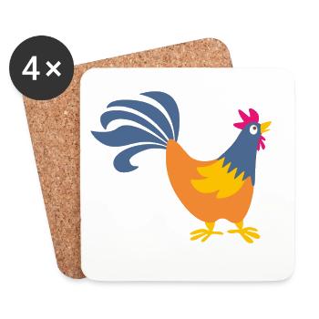 rooster rooster easter farm poultry animals egg - Coasters (set of 4) - white - Front