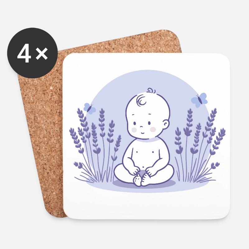 Baby im Lavendel - Untersetzer (4er-Set) - Weiß