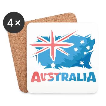 Logo de l’icône d’illustration de bande dessinée du drapeau de l’Australie - Dessous de verre (lot de 4) - blanc - Devant