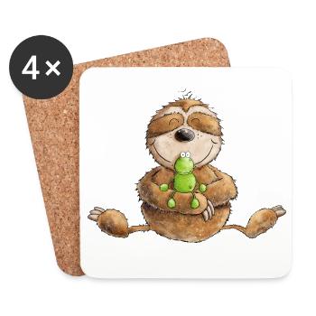 FaultierUnd Frosch Freundschaft Chillen - Untersetzer (4er-Set) - Weiß - Vorne