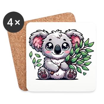Der niedliche Koala mit einem Eukalyptus Strauß - Untersetzer (4er-Set) - Weiß - Vorne