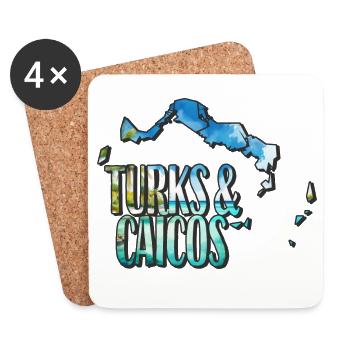 Watercolor Map of Turks and Caicos - Coasters (set of 4) - white - Front