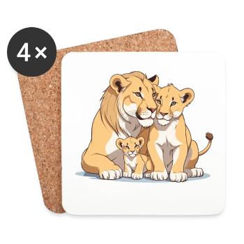 Lion family - Coasters (set of 4) - white - Front