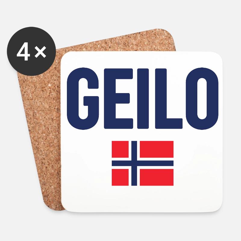 Gelo Norwegian Flagge Design - Untersetzer (4er-Set) - Weiß