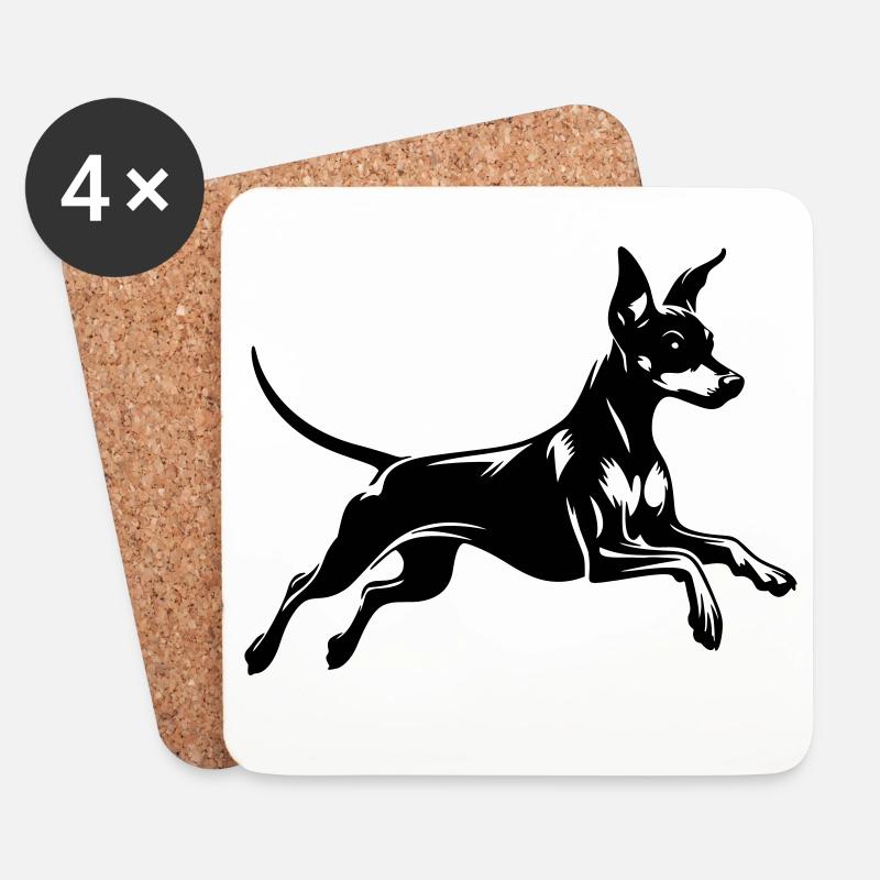 Zwergpinscher - Untersetzer (4er-Set) - Weiß
