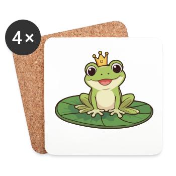 Prince Grenouille sur le Nénuphar - Dessous de verre (lot de 4) - blanc - Devant