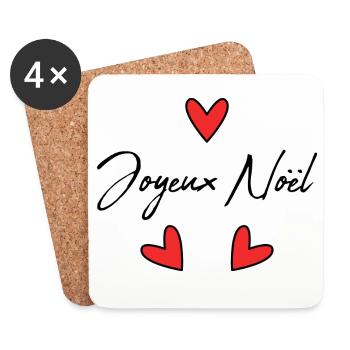 NOËL. JOYEUX NOËL. MERRY CHRISTMAS. NOUVEL AN - Dessous de verre (lot de 4) - blanc - Devant