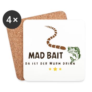 Mad Bait: Worm in the Bait - Coasters (set of 4) - white - Front