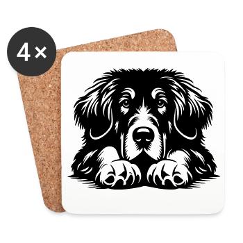 Tête de grand danois tibétain avec pattes - Dessous de verre (lot de 4) - blanc - Devant