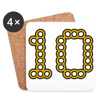 10. 10 YEARS. 10th ANNIVERSARY. 10 YEAR ANNIVERSARY. - Coasters (set of 4) - white - Front