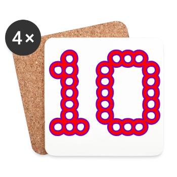 10. 10 YEARS. 10th ANNIVERSARY. 10 YEAR ANNIVERSARY. - Coasters (set of 4) - white - Front