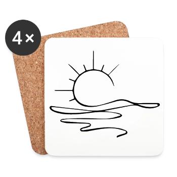 Esquisse du coucher de soleil (noir) - Dessous de verre (lot de 4) - blanc - Devant