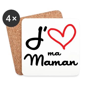 J'aime ma maman - Fête des Mères - Dessous de verre (lot de 4) - blanc - Devant