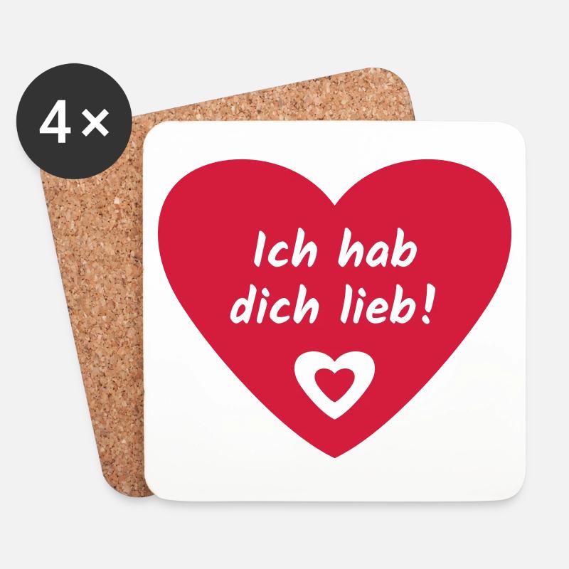 Ich hab dich Lieb Herz - Untersetzer (4er-Set) - Weiß