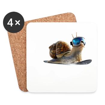 Plus cool que le reste, l’escargot de snowboard. - Dessous de verre (lot de 4) - blanc - Devant