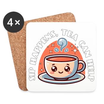 SIP HAPPENS, TEA CAN HELP - Coasters (set of 4) - white - Front