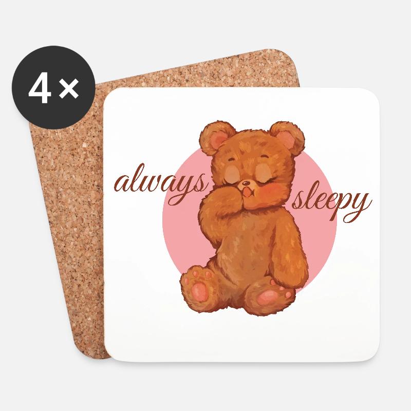 Always Sleepy Bears - Coasters (set of 4) - white