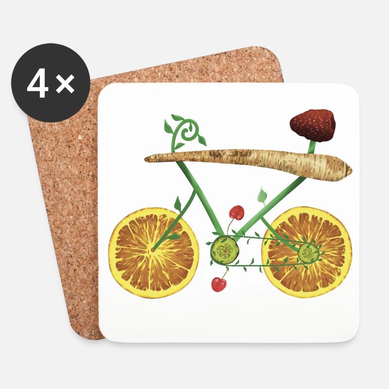 Fruchtiges Fahrraddesign mit Orangenscheiben - Untersetzer (4er-Set) - Weiß