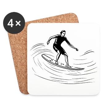 Croquis de surfeur - Dessous de verre (lot de 4) - blanc - Devant