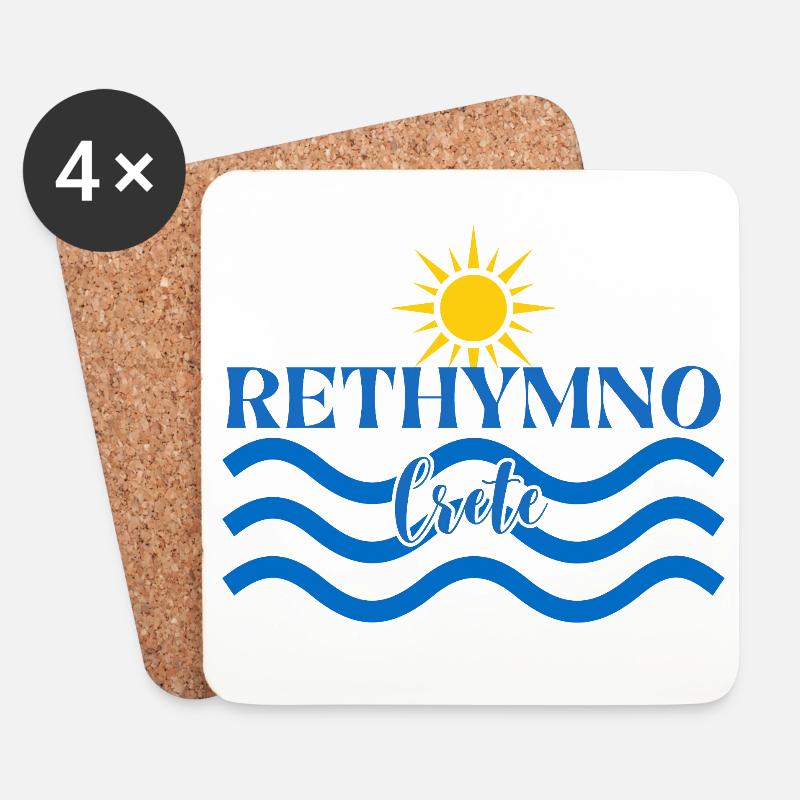 Rethymno Sunset Wave Design - Untersetzer (4er-Set) - Weiß