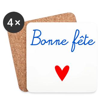 BONNE FÊTE. COEUR. BONNE FÊTE MAMAN. MAMAN - Dessous de verre (lot de 4) - blanc - Devant