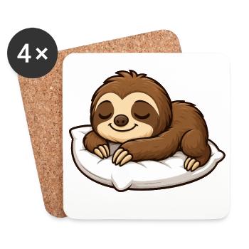 Cute Sloth Cartoon Relax Cuddle Chill - Coasters (set of 4) - white - Front