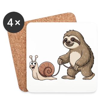 Sloth and snail - Coasters (set of 4) - white - Front